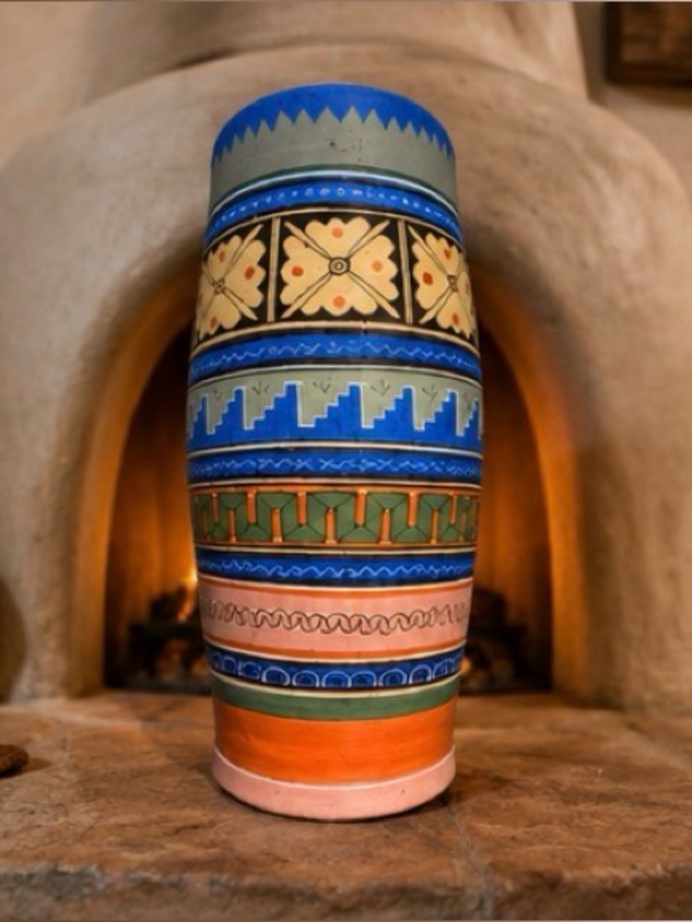 Vintage Tonalá Art Pottery Vase from Mexico Rustic Southwestern Décor 11”